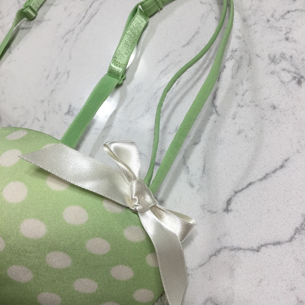B. Tempt’d By Wacoal Polka Dotted Push Up Bra Lime Green 32C - Picture 7 of 16